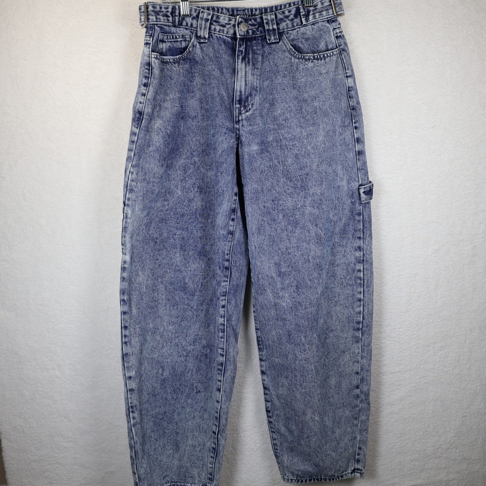 Blue Asphalt Acid Wash Carpenter Jeans Womens Small High Rise Tapered Leg Blue